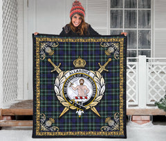 Allardice Tartan Crest Premium Quilt - Celtic Thistle Style