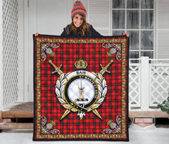 Bain Tartan Crest Premium Quilt - Celtic Thistle Style