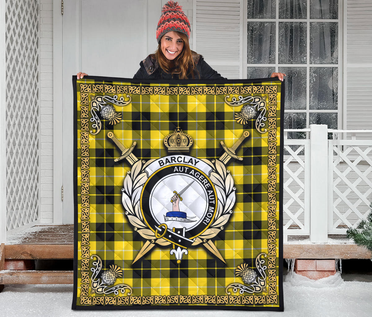 Barclay Dress Modern Tartan Crest Premium Quilt - Celtic Thistle Style