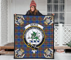 Beath Ancient Tartan Crest Premium Quilt - Gold Thistle Style