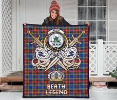 Beath Modern Tartan Crest Legend Gold Royal Premium Quilt