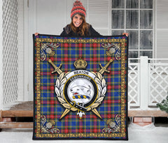 Beaton Modern Tartan Crest Premium Quilt - Celtic Thistle Style