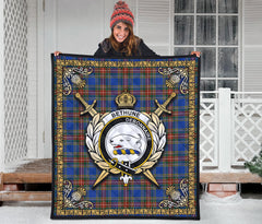 Bethune Ancient Tartan Crest Premium Quilt - Celtic Thistle Style