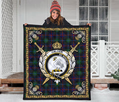 Calder (Calder-Campbell) Tartan Crest Premium Quilt - Celtic Thistle Style