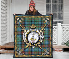 Caldwell Tartan Crest Premium Quilt - Celtic Thistle Style