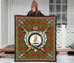 Callander Tartan Crest Premium Quilt - Celtic Thistle Style