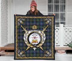 Cameron of Erracht Ancient Tartan Crest Premium Quilt - Celtic Thistle Style