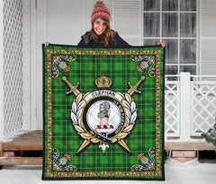 Clephan (or Clephane) Tartan Crest Premium Quilt - Celtic Thistle Style