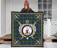 Colquhoun Ancient Tartan Crest Premium Quilt - Celtic Thistle Style
