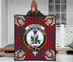 McGowan Tartan Crest Premium Quilt - Gold Thistle Style