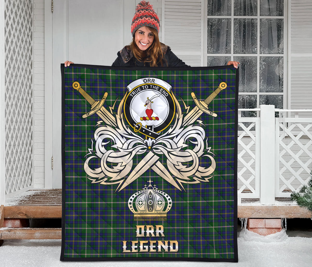 Orr Tartan Crest Legend Gold Royal Premium Quilt