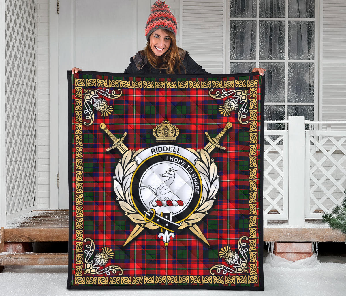 Riddell Tartan Crest Premium Quilt - Celtic Thistle Style