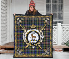 Scott Green Modern Tartan Crest Premium Quilt - Celtic Thistle Style