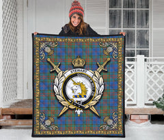 Stewart of Appin Hunting Ancient Tartan Crest Premium Quilt - Celtic Thistle Style
