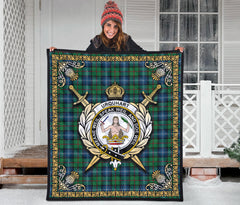 Urquhart Ancient Tartan Crest Premium Quilt - Celtic Thistle Style