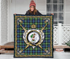 Watson Ancient Tartan Crest Premium Quilt - Celtic Thistle Style