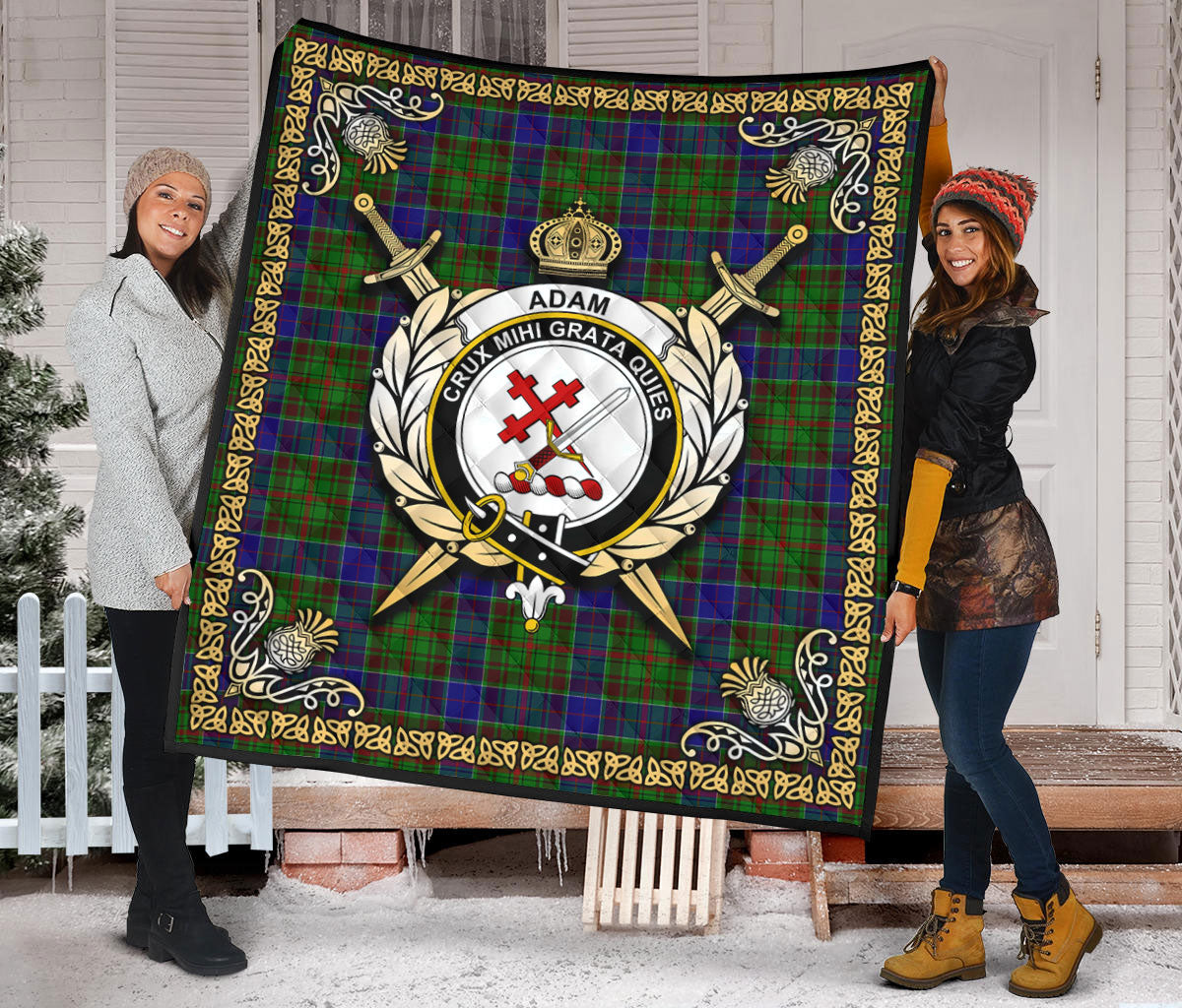 Adam Tartan Crest Premium Quilt - Celtic Thistle Style