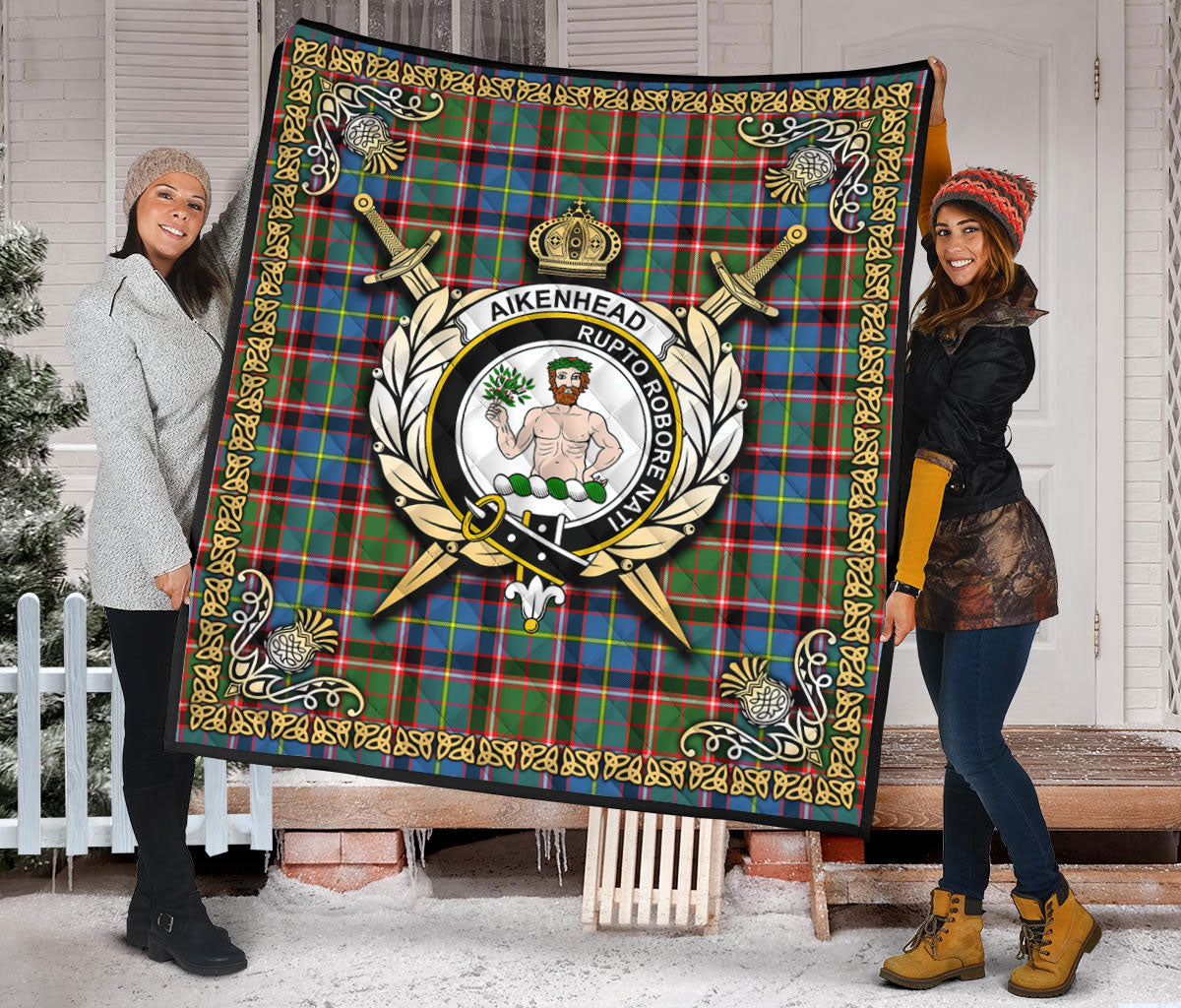 Aikenhead Tartan Crest Premium Quilt - Celtic Thistle Style