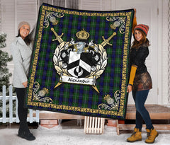 Alexander Tartan Crest Premium Quilt - Celtic Thistle Style