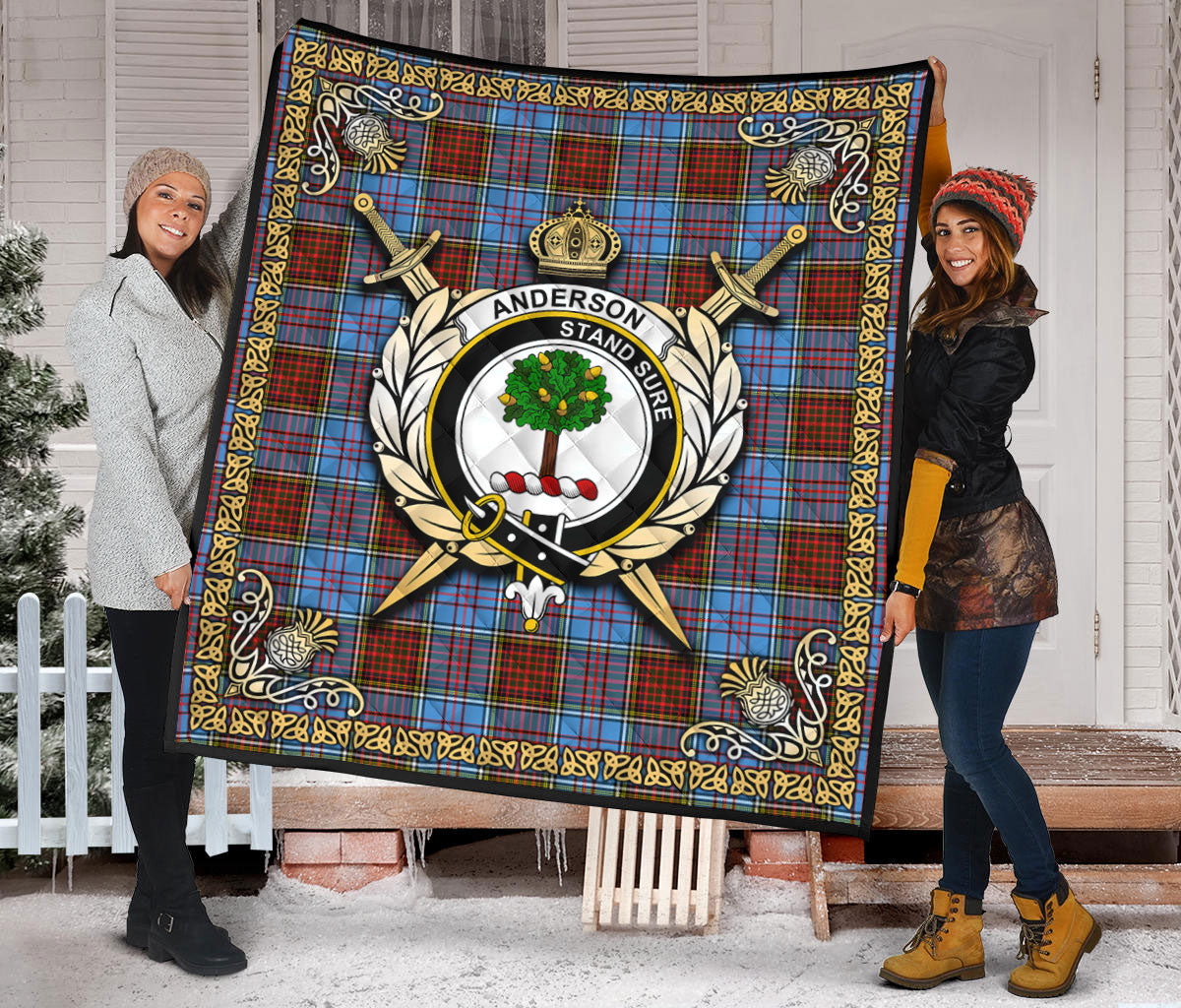 Anderson Modern Tartan Crest Premium Quilt - Celtic Thistle Style