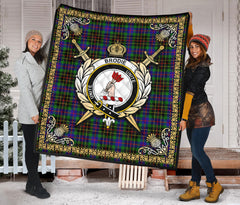 Brodie Hunting Modern Tartan Crest Premium Quilt - Celtic Thistle Style