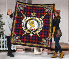 Brown Modern Tartan Crest Premium Quilt - Celtic Thistle Style