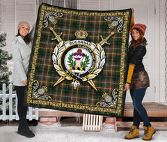 Buchanan Hunting Tartan Crest Premium Quilt - Celtic Thistle Style