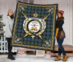 Cameron of Erracht Ancient Tartan Crest Premium Quilt - Celtic Thistle Style