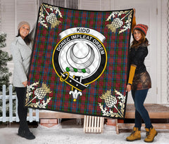 Kidd Tartan Crest Premium Quilt - Gold Thistle Style