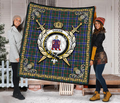 Ogilvie Hunting Modern Tartan Crest Premium Quilt - Celtic Thistle Style