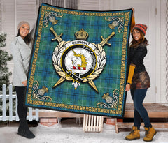 Oliphant Ancient Tartan Crest Premium Quilt - Celtic Thistle Style