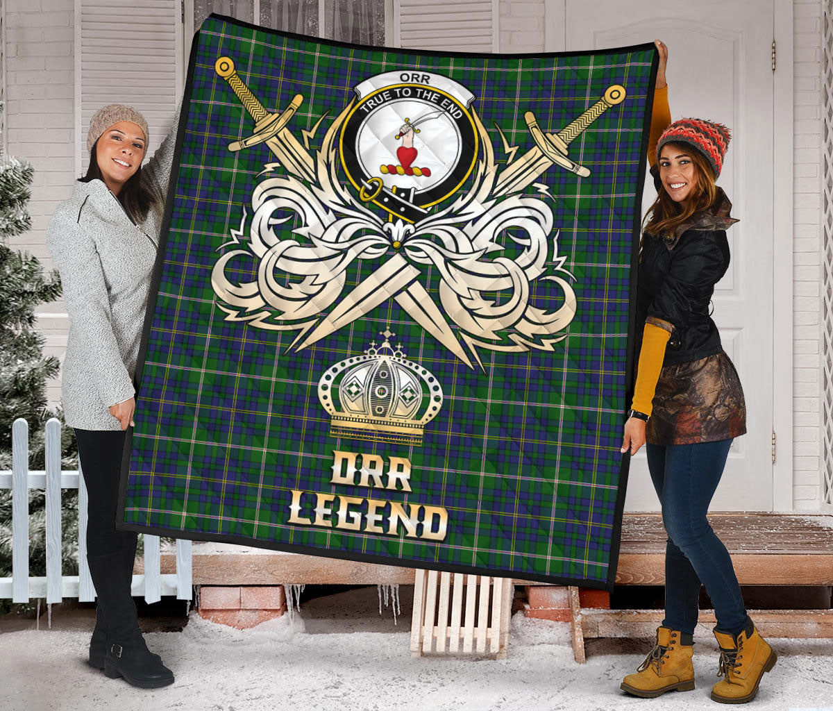 Orr Tartan Crest Legend Gold Royal Premium Quilt