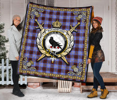Rutherford Tartan Crest Premium Quilt - Celtic Thistle Style