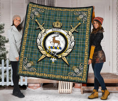 Scott Green Ancient Tartan Crest Premium Quilt - Celtic Thistle Style
