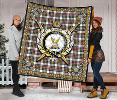 Stewart Dress Modern Tartan Crest Premium Quilt - Celtic Thistle Style
