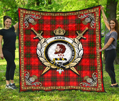 Adair Modern Tartan Crest Premium Quilt - Celtic Thistle Style