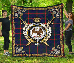 Agnew Modern Tartan Crest Premium Quilt - Celtic Thistle Style