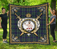 Allardice Tartan Crest Premium Quilt - Celtic Thistle Style