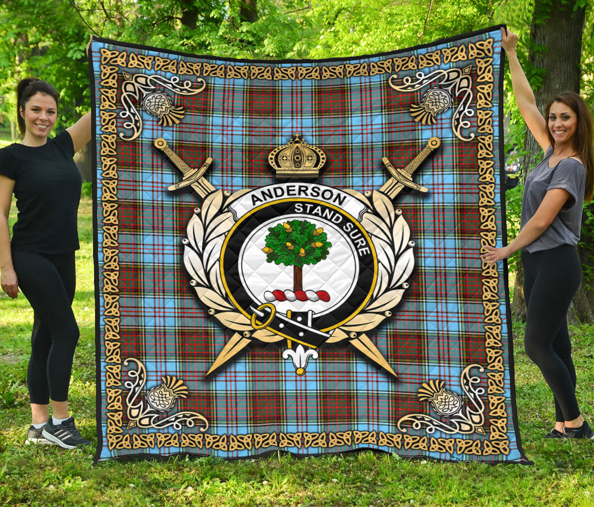 Anderson Ancient Tartan Crest Premium Quilt - Celtic Thistle Style