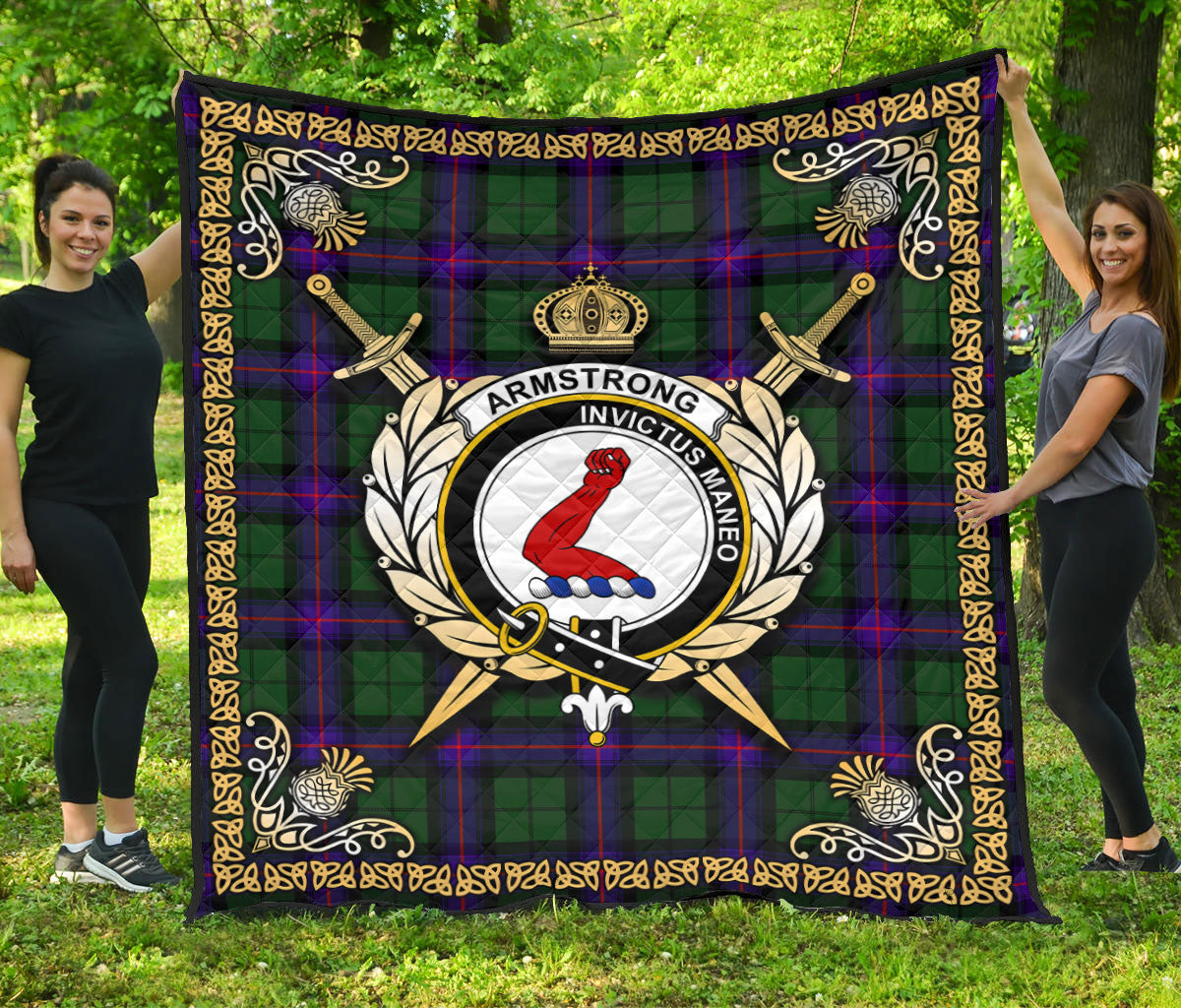 Armstrong Modern Tartan Crest Premium Quilt - Celtic Thistle Style