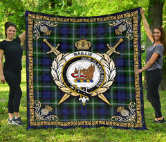 Baillie Modern Tartan Crest Premium Quilt - Celtic Thistle Style