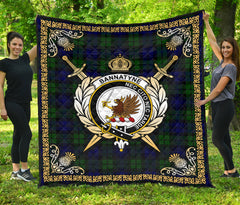 Bannatyne Tartan Crest Premium Quilt - Celtic Thistle Style