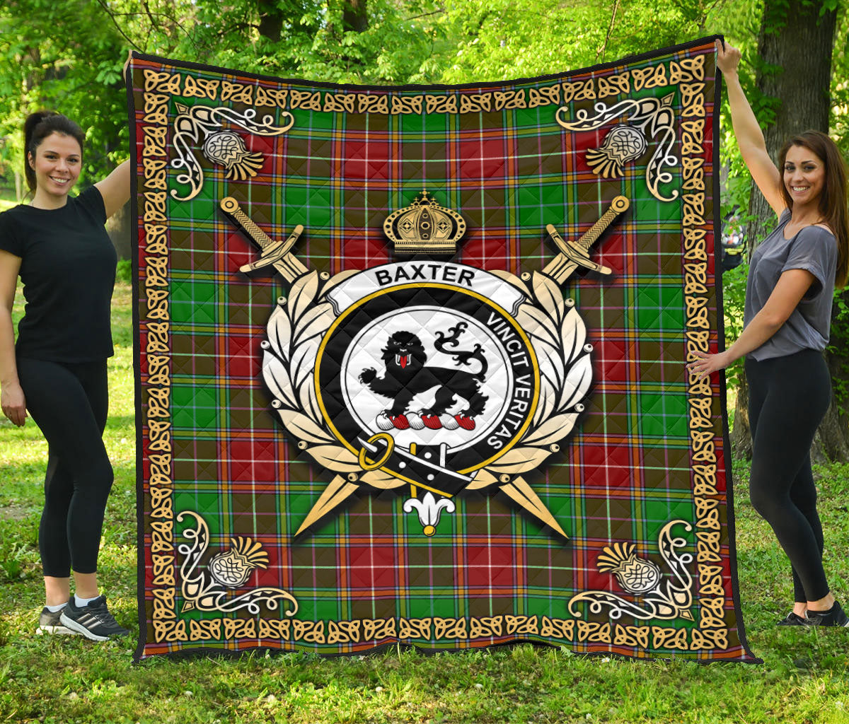 Baxter Modern Tartan Crest Premium Quilt - Celtic Thistle Style