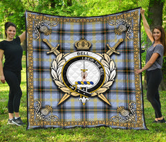 Bell of the Borders Tartan Crest Premium Quilt - Celtic Thistle Style