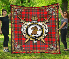 Binning (of Wallifoord) Tartan Crest Premium Quilt - Celtic Thistle Style