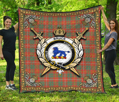 Bruce Ancient Tartan Crest Premium Quilt - Celtic Thistle Style