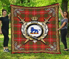 Bruce Modern Tartan Crest Premium Quilt - Celtic Thistle Style