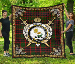 Buchan Modern Tartan Crest Premium Quilt - Celtic Thistle Style