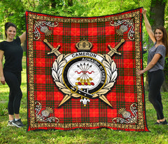 Cameron Modern Tartan Crest Premium Quilt - Celtic Thistle Style