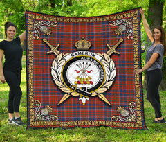 Cameron of Lochiel Ancient Tartan Crest Premium Quilt - Celtic Thistle Style